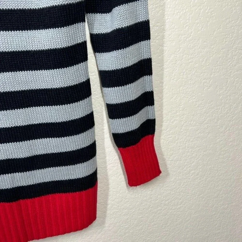 Chillipop Black stripes sweater  long sleeve asymmetric neckline size S (7-8)